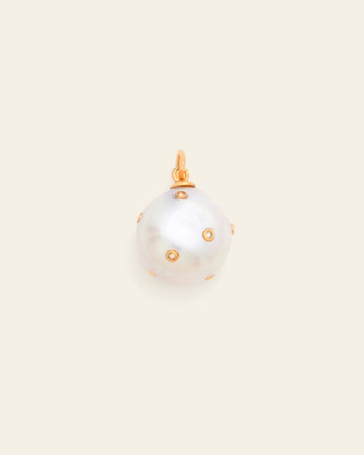 Topaz Inlay Baroque Pearl Pendant - Gold Vermeil