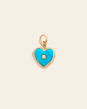 Turquoise Heart Locket - Gold Vermeil