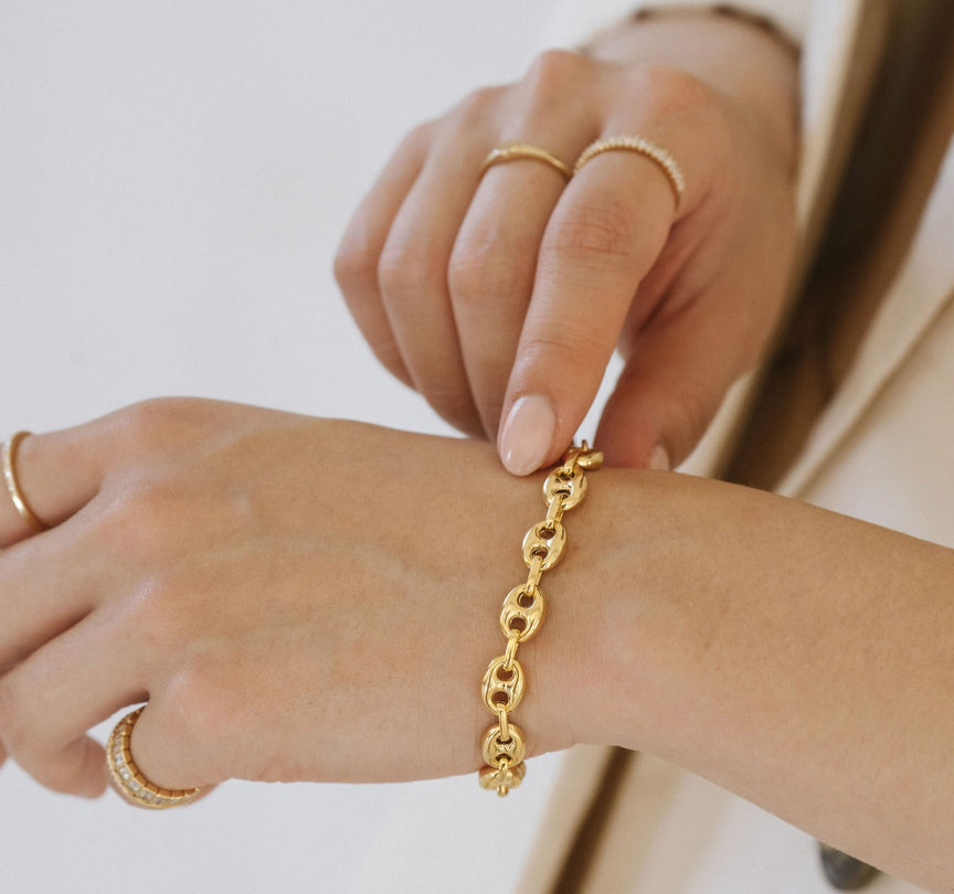 Puffed Mariner Bracelet - Gold Vermeil