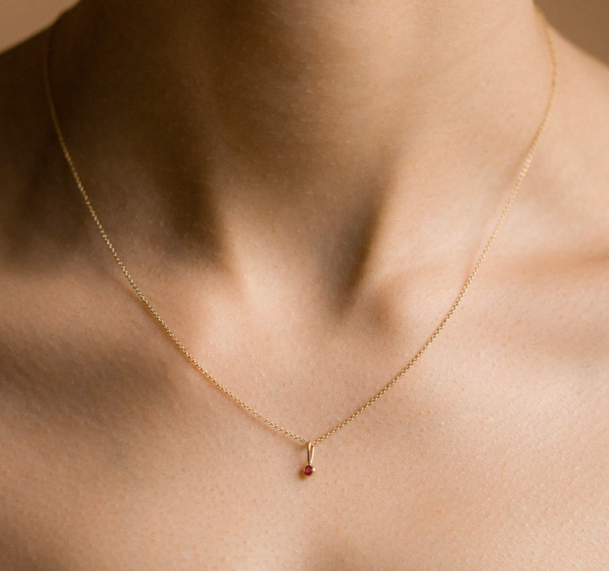 Ruby Pendant - 14k Solid Gold