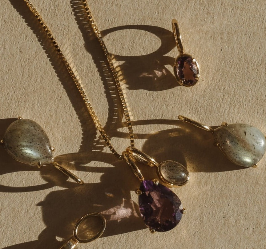 Bezel Amulet Pendant - Gold Vermeil/Labradorite
