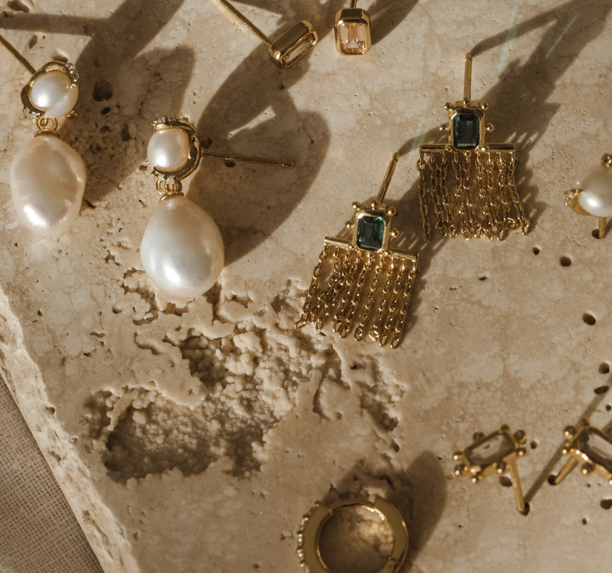 Fringe Drop Earrings - Gold Vermeil/Crystal