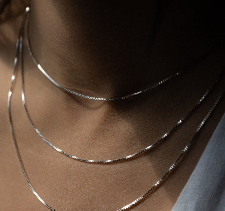 Luxe Box Chain - 10k Solid White Gold
