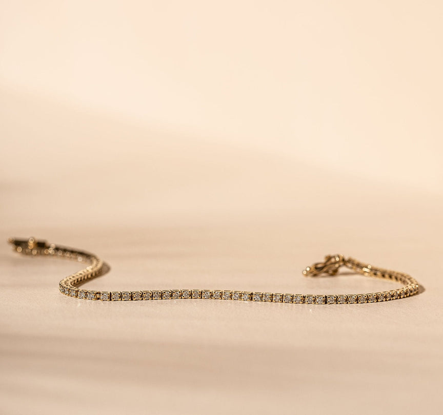 14K Yellow Gold Bezel Lab Created Diamond Tennis Bracelet (7.00 CTW - F-G /  VS2-SI1)
