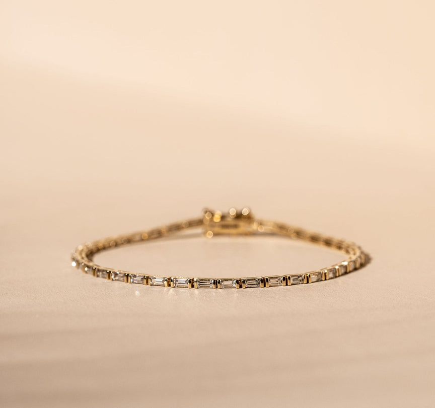 *Made To Order* White Sapphire Tennis Bracelet - 14k Solid Gold