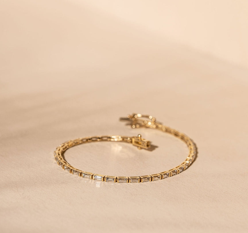 *Made To Order* White Sapphire Tennis Bracelet - 14k Solid Gold